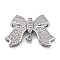Brass Micro Pave Clear Cubic Zirconia Fold Over Clasps, Cadmium Free & Nickel Free & Lead Free, Bowknot, Platinum, 20x30.5x6mm, Hole: 1.2mm