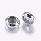 Brass Beads, with Rubber Inside, Slider Beads, Rondelle, Platinum, 7x3.5mm, Hole: 2mm