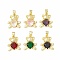 Rack Plating Brass Micro Pave Cubic Zirconia Pendants, Long-Lasting Plated, Real 18K Gold Plated, Cadmium Free & Lead Free, Bear, Mixed Color, 19x16x5.5mm, Hole: 5x3.5mm.