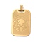 201 Stainless Steel Pendants, Rectangle with Skull Charm, Golden, 35x23.5x1mm, Hole: 7.5x4mm