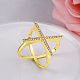Латунные кольца крест-накрест с кубическим цирконием RJEW-BB39449-G-9-4