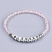 Граненые биконусы из стеклянных бусин эластичные браслеты BJEW-T016-01E
