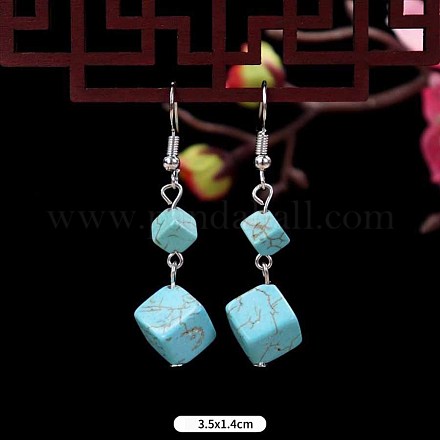 Серьги-подвески из кубической синтетической бирюзы и сплава WG2299-14-1