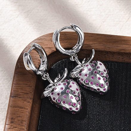 Латунные микро проложить серьги обруча кубического циркония EJEW-R016-23P-1