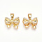 Brass Micro Pave Cubic Zirconia Charms, Long-Lasting Plated, Bowknot Charms, with Jump Ring, Golden, 12x16x5.5mm, Hole: 5.5x4mm