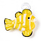 Handmade Lampwork Pendants, Fish Charms, Yellow, 35.5~39x32.5~38x11~12mm, Hole: 3.5~3x3.5~5mm