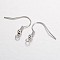 Brass Earring Hooks, with Horizontal Loop, Platinum, 18x19mm, Hole: 2mm, Pin: 0.7mm