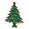 Christmas Theme Enamel Pins, Golden Alloy Rhinestones Brooches for Backpack Clothes, Christmas Tree, 41x29mm