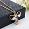 Crystal Rhinestone Female Uterus Pendant Necklace with Imitation Pearl, Alloy Feminism Jewelry for Women, Golden, 8.27 inch~19.69 inch(21~50cm)