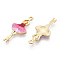 Printed Light Gold Tone Alloy Pendants, Ballerina Dancer Charms, Hot Pink, 29.5x13x2mm, Hole: 1.4mm