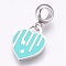 304 Stainless Steel European Dangle Charms, Large Hole Pendants, with Enamel, Heart with Star, Stainless Steel Color, Cyan, 27mm, Hole: 4mm, Pendant: 17.5x13x1mm
