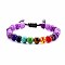 Chakra Theme Natural & Synthetic Mixed Stones Braided Bracelets, Natural Malaysia Jade Adjustable Bracelets for Women