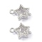 Eco-Friendly Brass Micro Pave Clear Cubic Zirconia Links Connectors, Long-Lasting Plated, Star, Real Platinum Plated, 11x8x3.8mm, Hole: 1.2mm