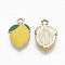 Alloy Enamel Pendants, Light Gold, Lemon, Gold, 20.5x13.5x2.5mm, Hole: 2mm