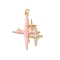 Rack Plating Brass Micro Pave Clear Cubic Zirconia and Enamel Pendants, Long-Lasting, Lead Free & Cadmium Free, Star, Real 18K Gold Plated, 35x26x3.5mm, Hole: 3mm