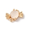 Brass Pave Glass Connector Charms, Nickel Free, Candy Links, Golden, Creamy White, 7.5x13x4mm, Hole: 1.2mm