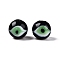 Handmad Evil Eye Round Lampwork Beads, Black, 10x9~10mm, Hole: 1.6~2mm