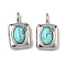 Dyed Synthetic Turquoise Rectangle with Oval Charms, with 304 Stainless Steel Settings, Stainless Steel Color, 13.5x8x4.5mm, Hole: 3x1mm