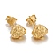 925 Sterling Silver Stud Earrings, with Ear Nuts, Textured, Nuggets, Golden, 6.5x5.5x5mm, Pin: 0.8mm