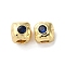 Brass Micro Pave Cubic Zirconia Beads, Cadmium Free & Nickel Free & Lead Free, Square, Dark Blue, 4.5x4.5x4.5mm, Hole: 2mm