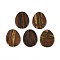 Natural Tiger Iron Pendants, Teardrop Charms, 39~41x31~33x5~7mm, Hole: 2~3mm