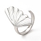 304 Stainless Steel Shell Shape Open Cuff Ring for Women, Stainless Steel Color, US Size 6(16.5mm)