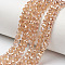 Electroplate Glass Beads Strands, Half Plated, Rainbow Plated, Faceted, Rondelle, Sandy Brown, 4x3mm, Hole: 0.4mm, about 109~113pcs/strand, 38~39cm