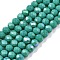 Electroplate Opaque Solid Color Glass Beads Strands, Half Rainbow Plated, Faceted, Rondelle, Light Sea Green, 4x3mm, Hole: 0.4mm, about 110~115pcs/strand, 39~40cm
