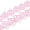Handmade Lampwork Beads Strands, Triangle with Dot, Pearl Pink, 12~14x13.5~14x6.5~8mm, Hole: 1.2~1.5mm, about 35pcs/strand, 17.72 inch(45cm)