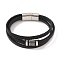 Braided Microfiber Leather Multi-strand Bracelets, 304 Stainless Steel Viking Rectangle Bracelets for Men, Antique Silver, 8-5/8x7/8 inch(22x2.25cm)