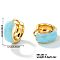Brass Enamel Hoop Earrings, Fashionable and High-end European and American Style, Golden, Blue, 16x7mm