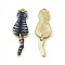 Painted Alloy Pendants, Cat Charm, Cadmium Free & Nickel Free & Lead Free, Golden, Slate Gray, 34x10x2.4mm, Hole: 1.5mm