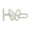 Brass Micro Pave Clear Cubic Zirconia Toggle Clasps, Cadmium Free & Nickel Free & Lead Free, with Shell & Enamel, Butterfly, Platinum, Butterfly: 15x26x3mm, Hole: 1.6mm, Bar: 18x3.5x1.5mm, Hole: 1mm