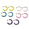 Brass Enamel Half Hoop Earrings, with Ear Nuts, Moon, Real 18K Gold Plated, Mixed Color, 29x29x4.5mm, Pin: 0.9mm