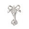 Brass Micro Pave Clear Cubic Zirconia Fold Over Clasps, Cadmium Free & Nickel Free & Lead Free, Bowknot, Platinum, 28mm, Hole: 1.2mm