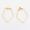 Steel & Brass Wire Pendants, Hoop Earring Findings, Quadrangle, Golden, 24 Gauge, 36x21.5x0.5mm, Hole: 1mm