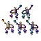 Alloy Pendants, Cadmium Free & Nickel Free & Lead Free, Skeleton, Rainbow Color, 24x19x5.5mm, Hole: 1.6mm