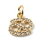 Brass Micro Pave Cubic Zirconia Charms, Cadmium Free & Lead Free, Constellation Charms, with Jump Rings, Real 18K Gold Plated, Cancer, 10x10.5x1.5mm, Hole: 3.4mm