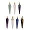 Natural Mixed Stone Pointed Pendants, Faceted Cone Charms with Golden Plated Barss Snap on Bails, 35~35.5x8~8.5mm, Hole: 6.5x4mm