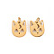 304 Stainless Steel Charms, with Jump Rings, Laser Cut, Cat, Real 14K Gold Plated, 8x6.5x1mm, Jump Ring: 2.8x0.5mm, 1.8mm inner diameter