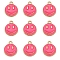 Alloy Enamel Charms, Flat Round with Smiling Face, Hot Pink, 14.5x12x1.5mm, Hole: 1.5mm