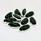 Silver Color Plated Brass Glass Links connectors, Oval, Green, 26x12x7mm, Hole: 1mm
