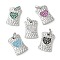 Brass Micro Pave Cubic Zirconia Pendants, Rectangle with Heart Charms, Rack Plating, Long-Lasting Plated, Platinum, 18x12x4mm, Hole: 3x2mm