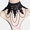 Gothic Style Resin Tassel Lace Chain Necklaces, Oval, Black, 11.81~15.75 inch(30~40cm)