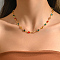 Modern Fashion Brass Pave Glass Oval Link Chain Necklaces for Women, Golden, Colorful, 17.72 inch(45cm)