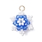Glass Seed Beaded Snowflake Pendants, with Glass & 304 Stainless Steel Jump Rings, Real 18K Gold Plated, Faceted, Blue, 18x16x8mm, Hole: 3mm