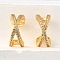 Brass Micro Pave Clear Cubic Zirconia Cuff Earrings, C-Shaped, Real 18K Gold Plated, 13.5x12.5x6mm
