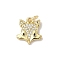 Brass Micro Pave Cubic Zirconia Charms, Cadmium Free & Lead Free, Real 18K Gold Plated, with Jump Ring, Fox, 12x10.5x2mm, Hole: 3mm