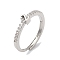 Rack Plating Brass Clear Cubic Zirconia Number 2 Adjustable Rings for Women, Cadmium Free & Lead Free, Long-Lasting Plated, Platinum, 4.9x3.2mm, US Size 8(18.1mm)