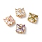 Brass Charms, with Glass, Square, Golden, Mixed Color, 12.5x11x7mm, Hole: 2x1.5mm
